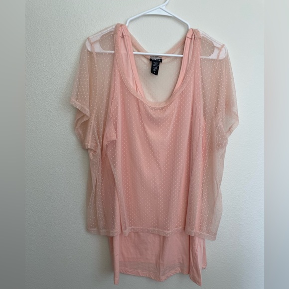 Torrid Sheer Pink Blouse - Picture 2 of 10